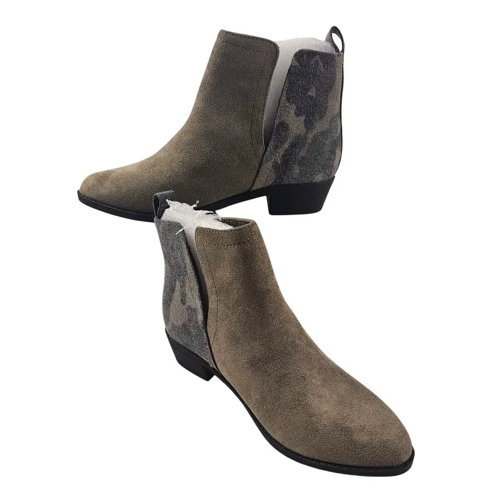 NEW Corkys sz 4 army green Ankle Boots Camo Side Panels Low Heel Western Booties
